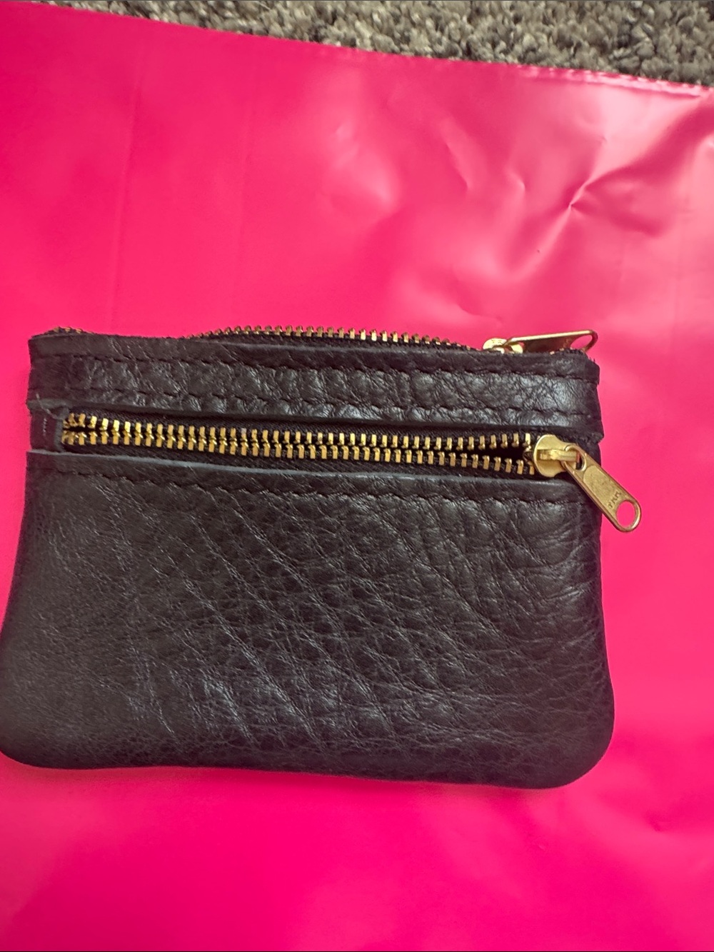 Black Leather Zip Pouch Wallet - Portland leather
